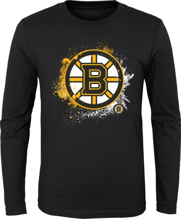 NHL Youth Boston Bruins Splashin' Black Long Sleeve Shirt