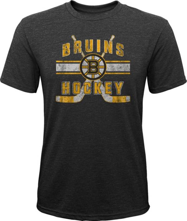 NHL Youth Boston Bruins Stripe Tri-Blend Black T-Shirt