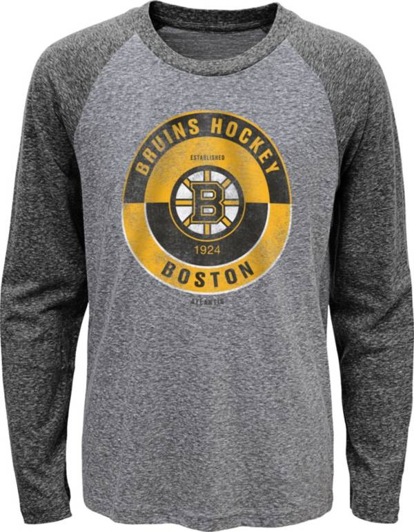 NHL Youth Boston Bruins Split Grey Raglan T-Shirt