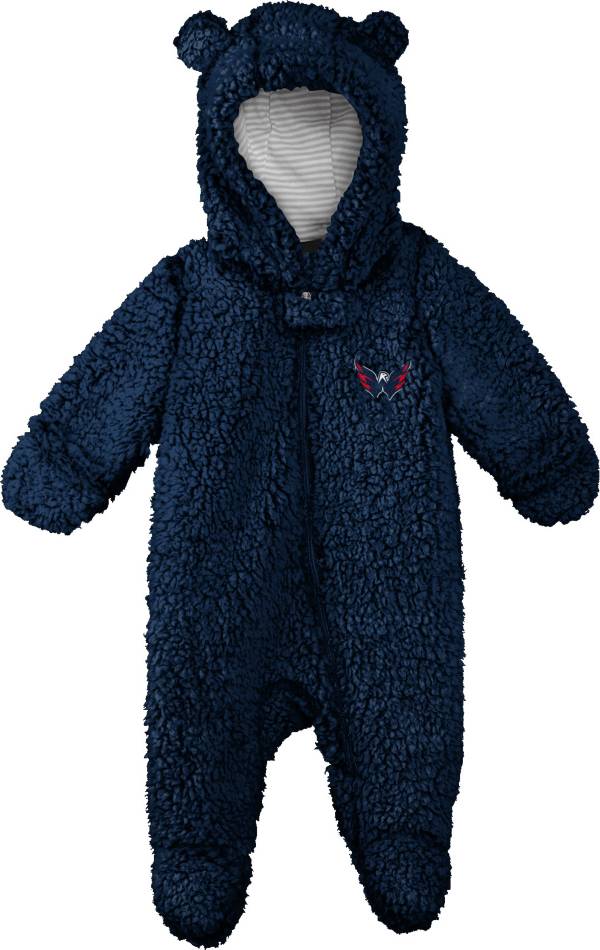 NHL Infant Washington Capitals Nap Teddy Fleece Footed Navy Onesie