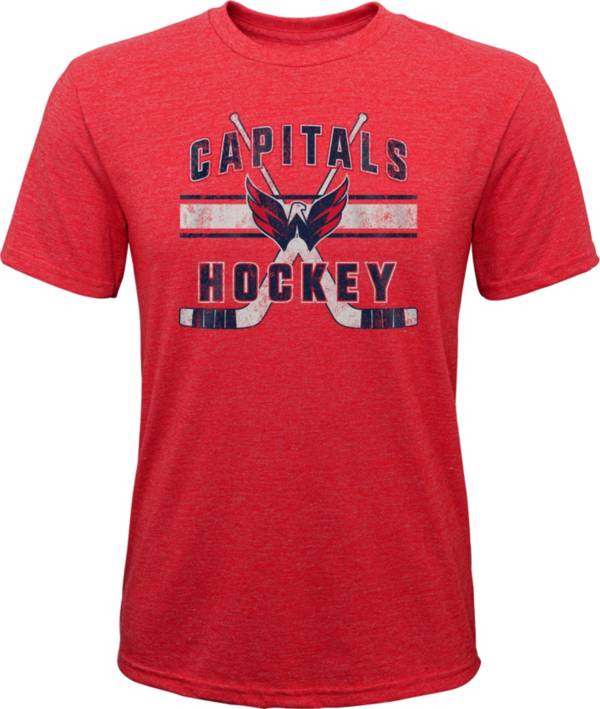 NHL Youth Washington Capitals Stripe Tri-Blend Red T-Shirt