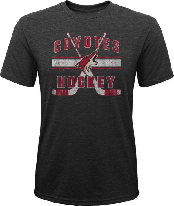 NHL Youth Arizona Coyotes Stripe Tri-Blend Black T-Shirt