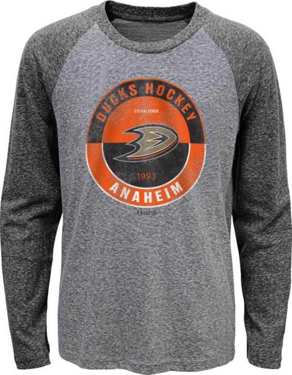 NHL Youth Anaheim Ducks Split Grey Raglan T-Shirt