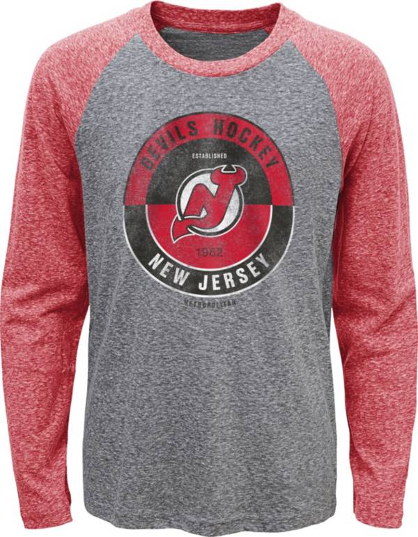 NHL Youth New Jersey Devils Split Grey Raglan T-Shirt