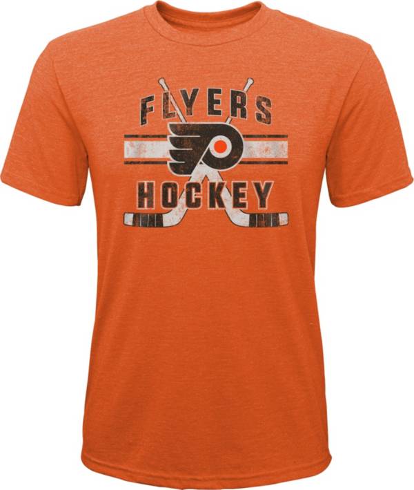 NHL Youth Philadelphia Flyers Stripe Tri-Blend Orange T-Shirt