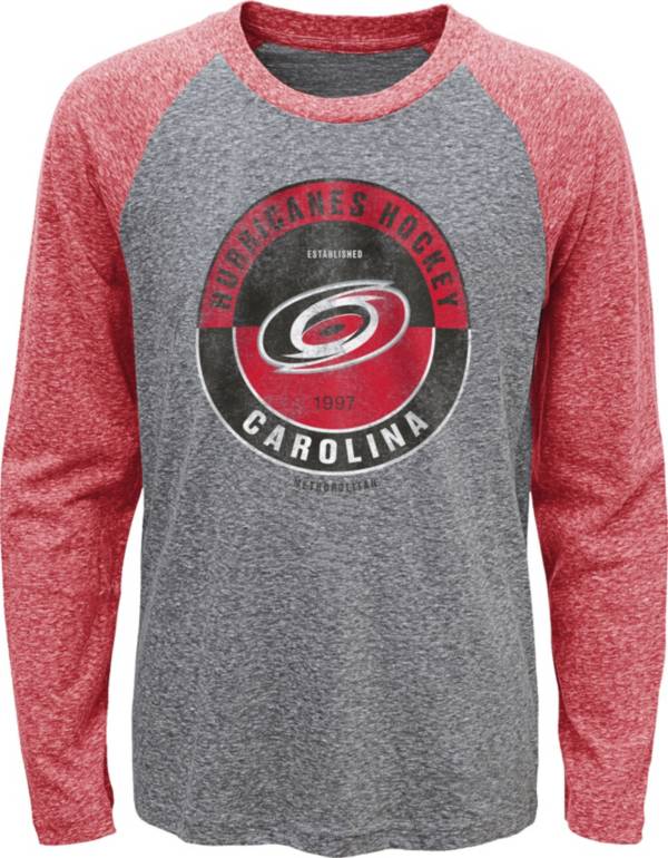 NHL Youth Carolina Hurricanes Split Grey Raglan T-Shirt