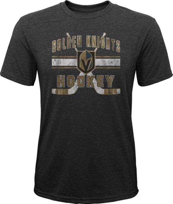 NHL Youth Las Vegas Golden Knights Stripe Tri-Blend Black T-Shirt