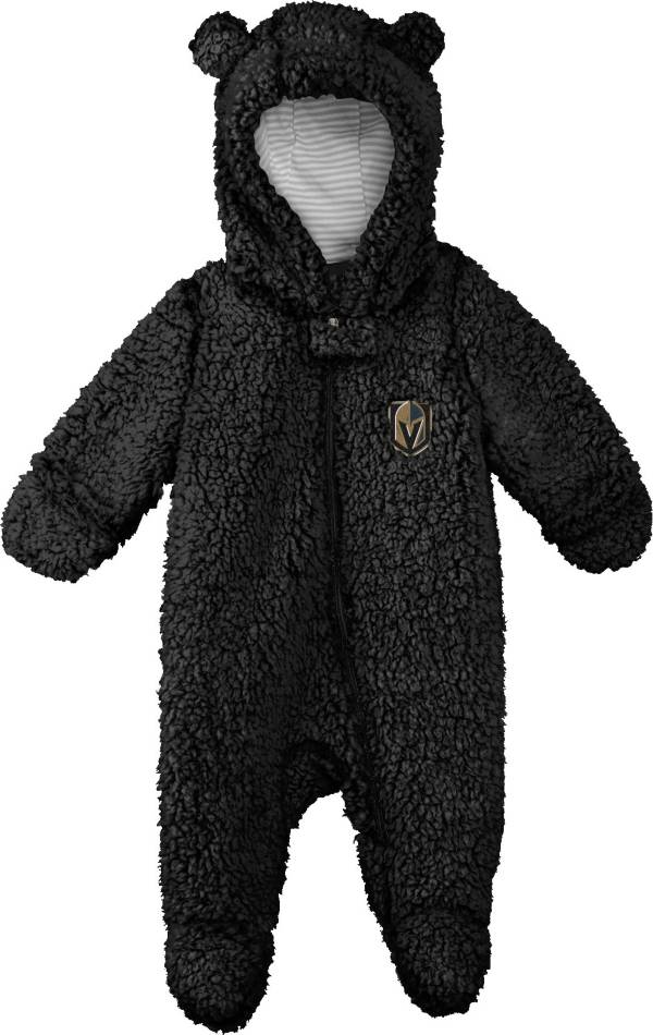 NHL Infant Las Vegas Golden Knights Nap Teddy Fleece Footed Black Onesie