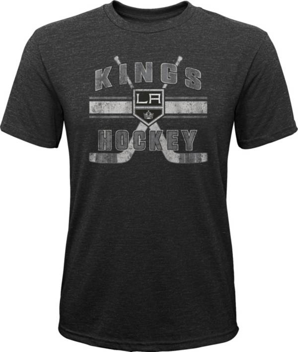 NHL Youth Los Angeles Kings Stripe Tri-Blend Black T-Shirt