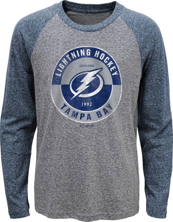 NHL Youth Tampa Bay Lightning Split Grey Raglan T-Shirt