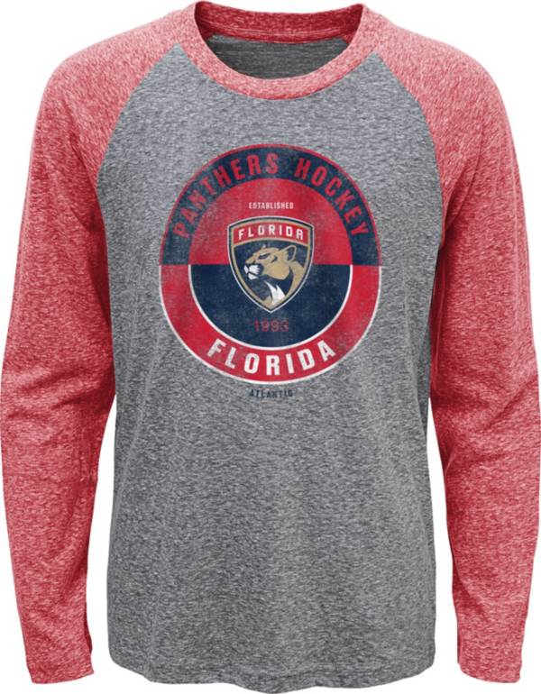 NHL Youth Florida Panthers Split Grey Raglan T-Shirt