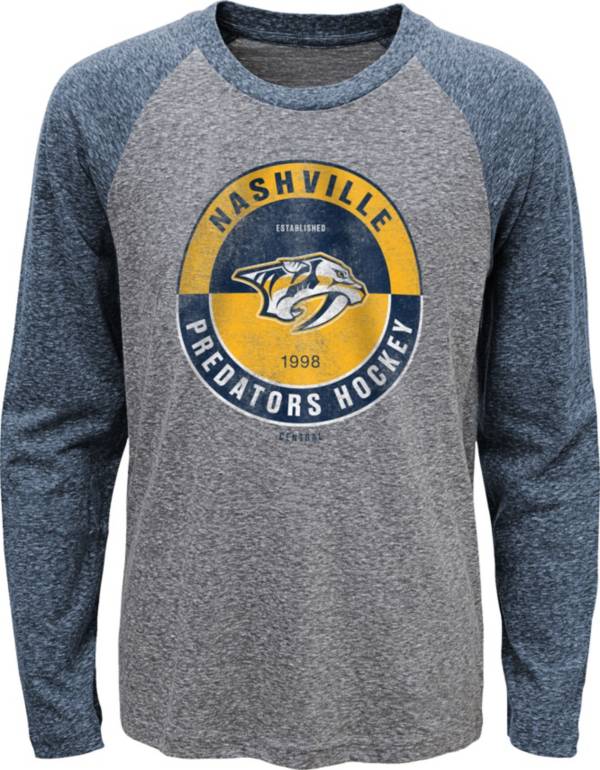 NHL Youth Nashville Predators Split Grey Raglan T-Shirt