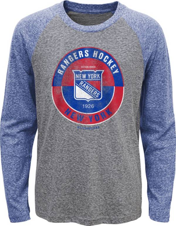 NHL Youth New York Rangers Split Grey Raglan T-Shirt product image