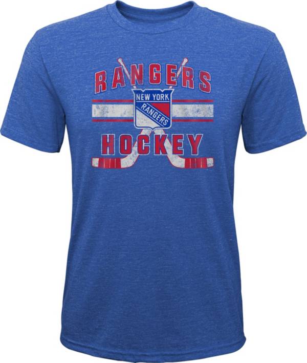 NHL Youth New York Rangers Stripe Tri-Blend Blue T-Shirt