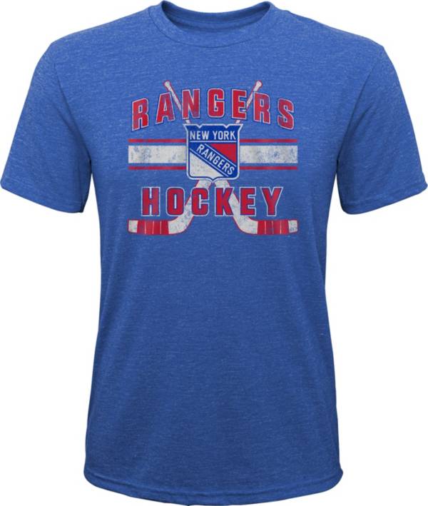 NHL Youth New York Rangers Stripe Tri-Blend Blue T-Shirt