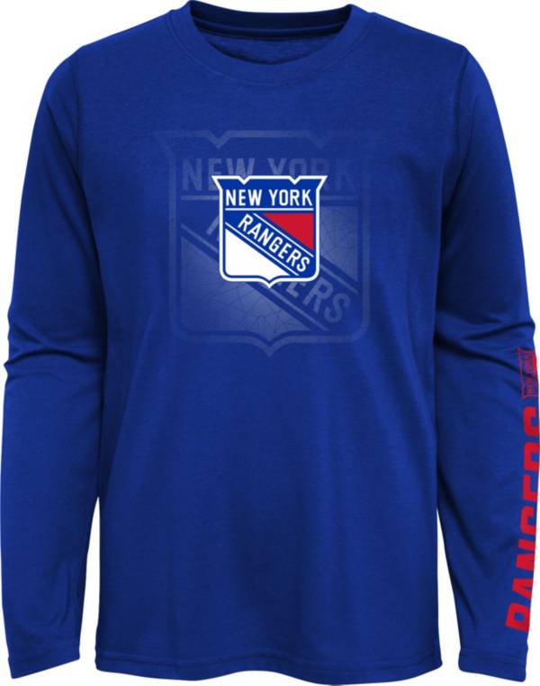 NHL Youth New York Rangers Stop Clock Blue Long Sleeve T-Shirt