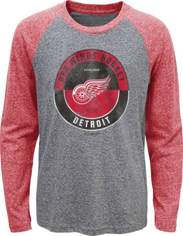 NHL Youth Detroit Red Wings Split Grey Raglan T-Shirt