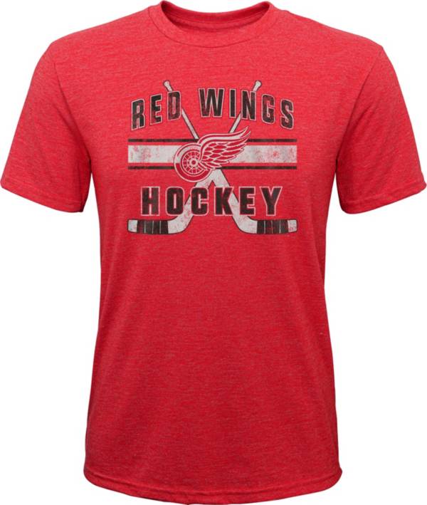 NHL Youth Detroit Red Wings Stripe Tri-Blend Red T-Shirt