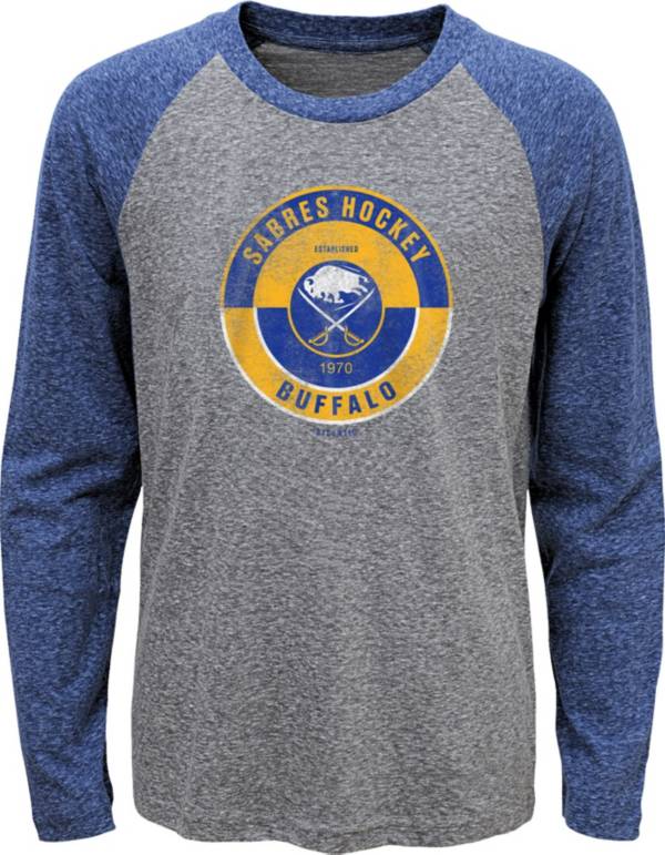 NHL Youth Buffalo Sabres Split Grey Raglan T-Shirt