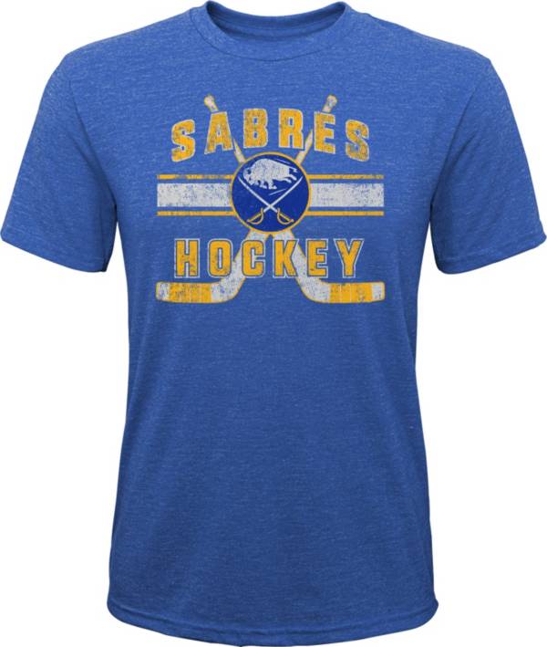 NHL Youth Buffalo Sabres Stripe Tri-Blend Blue T-Shirt