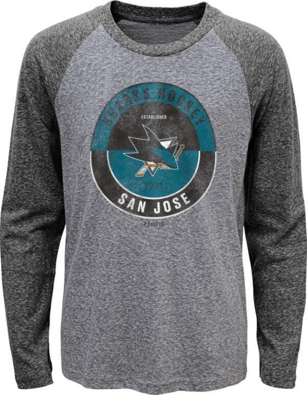 NHL Youth San Jose Sharks Split Grey Raglan T-Shirt