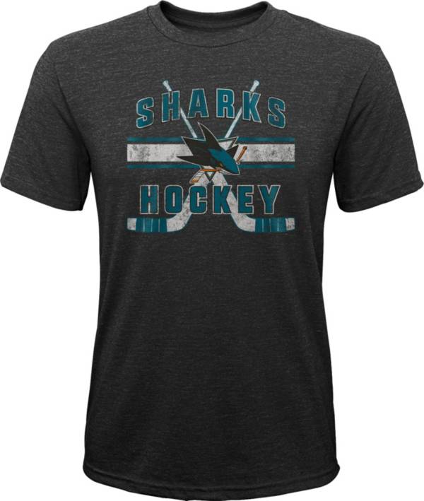 NHL Youth San Jose Sharks Stripe Tri-Blend Blue T-Shirt