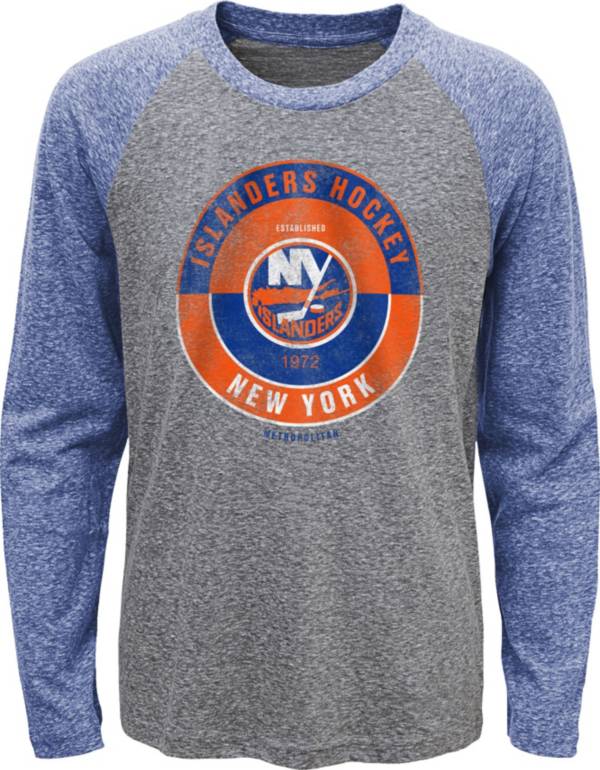 NHL Youth New York Islanders Split Grey Raglan T-Shirt