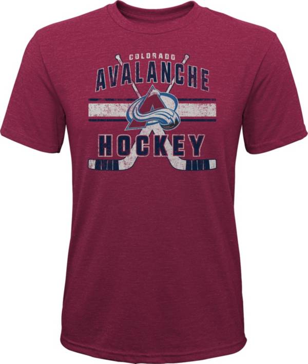 NHL Youth Colorado Avalanche Stripe Tri-Blend Maroon T-Shirt