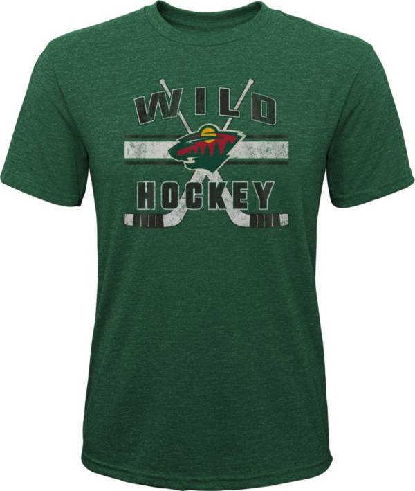 NHL Youth Minnesota Wild Stripe Tri-Blend Green T-Shirt