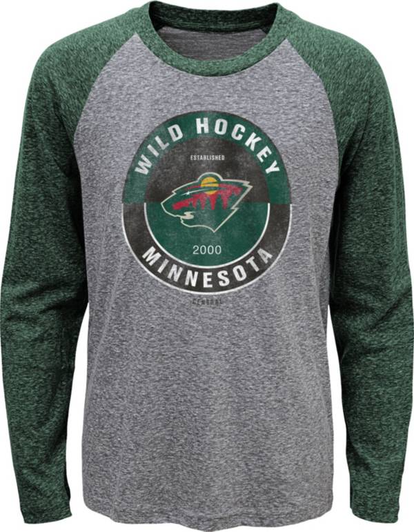 NHL Youth Minnesota Wild Split Grey Raglan T-Shirt