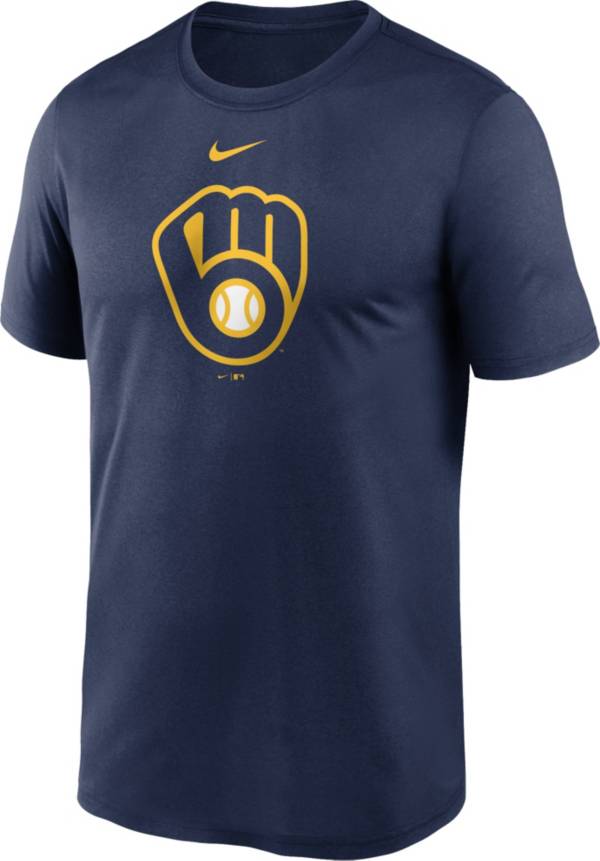 Nike Men's Milwaukee Brewers Navy Large Logo Legend Dri-FIT T-Shirt