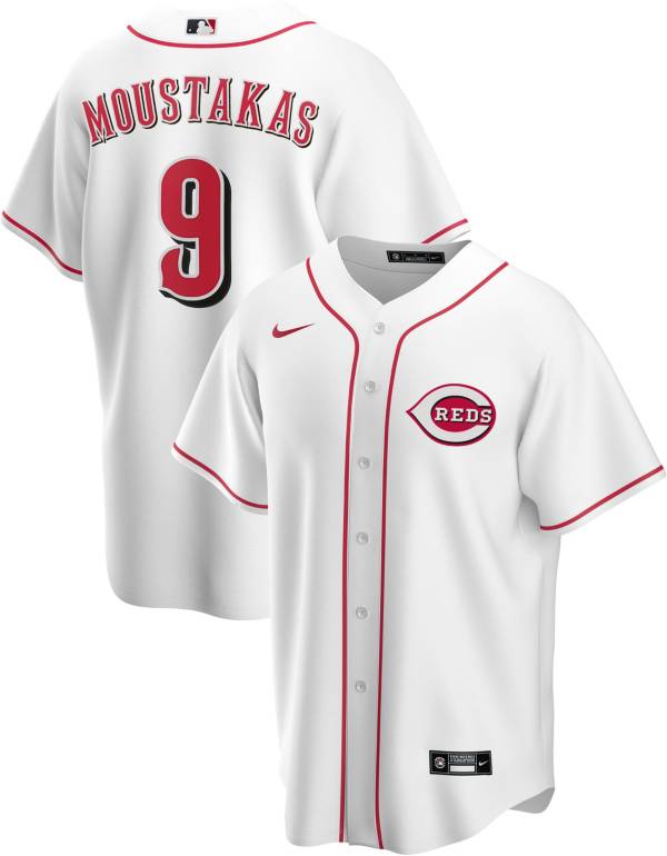 Nike Men's Replica Cincinnati Reds Mike Moustakas #9 Cool Base White Jersey