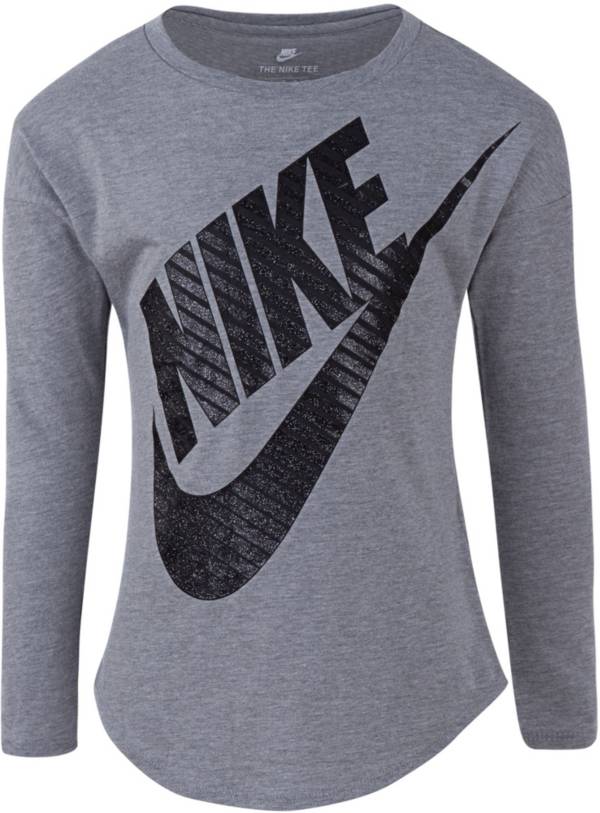 Nike Little Girls' Sportswear Jumbo Futura Long Sleeve Graphic Shirt