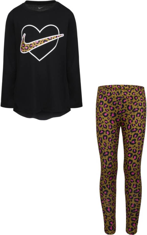 Nike Little Girls' Leopard Heart Tunic and Leggings Set