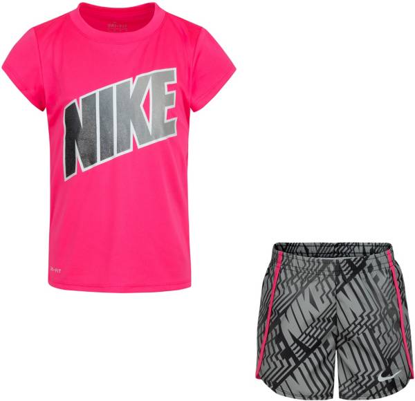 Nike Little Girls' Dri-FIT Laser T-Shirt and Shorts Set