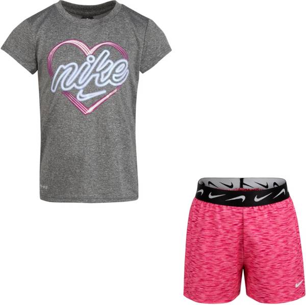 Nike Little Girls' Dri-FIT Space-Dye T-Shirt and Shorts Set