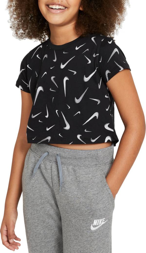 Nike Girls' Sportswear Swooshfetti Cropped T-Shirt