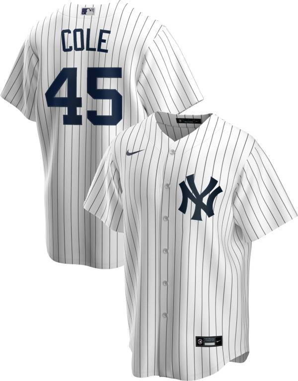 Nike Men's Replica New York Yankees Gerrit Cole #45 Cool Base White Jersey