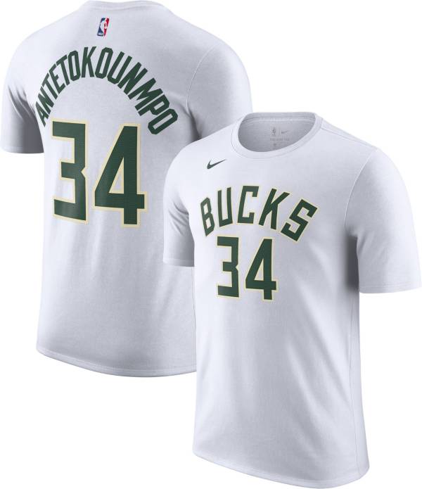 Nike Men's Milwaukee Bucks Giannis Antetokounmpo #34 Dri-FIT White T-Shirt