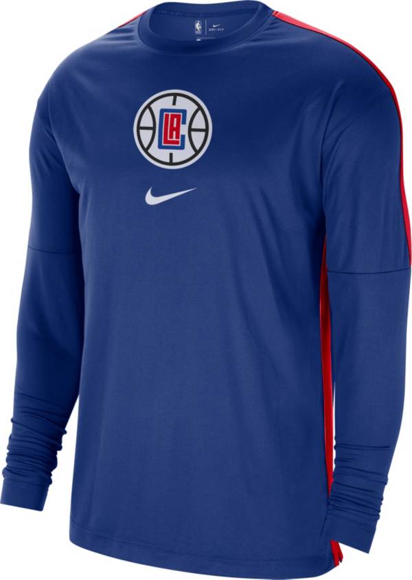 Nike Men's Los Angeles Clippers Blue Dri-FIT Long Sleeve Shooting Shirt
