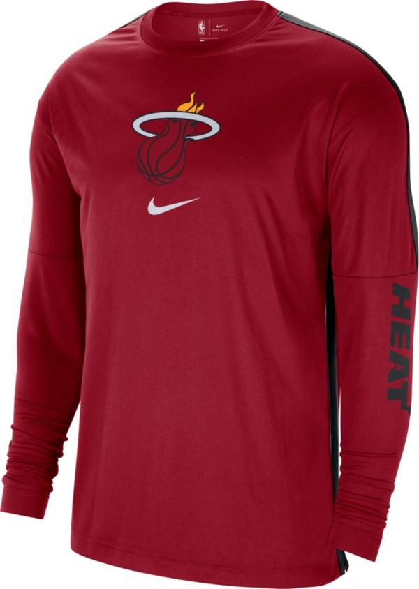 Nike Men's Miami Heat Red Dri-FIT Long Sleeve Shooting Shirt