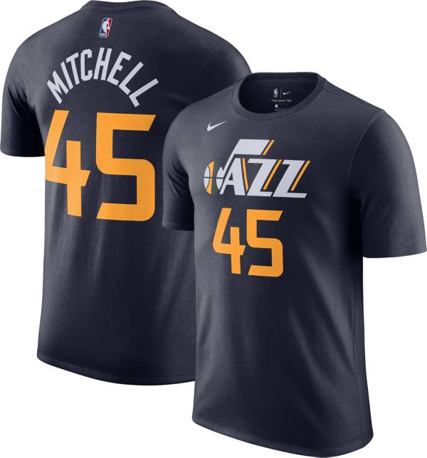 Nike Men's Utah Jazz Donovan Mitchell #45 Navy Cotton T-Shirt