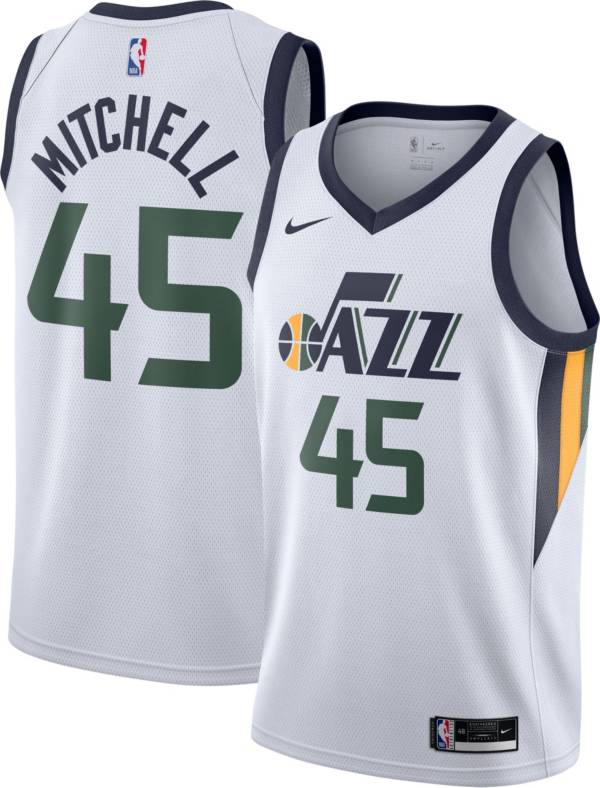 Nike Men's Utah Jazz Donovan Mitchell #45 White Dri-FIT Swingman Jersey