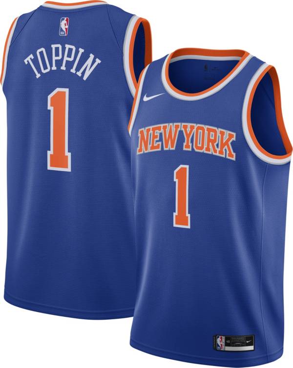 Nike Men's New York Knicks Obi Toppin #1 Blue Dri-FIT Swingman Jersey