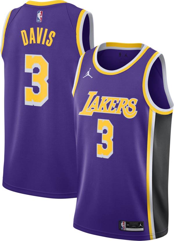 Jordan Men's Los Angeles Lakers Anthony Davis #3 Purple 2020-21 Dri-FIT Statement Swingman Jersey