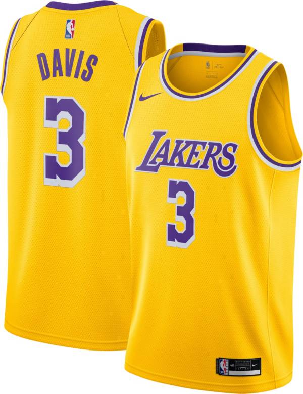 Nike Men's Los Angeles Lakers Anthony Davis #3 Yellow Icon Jersey