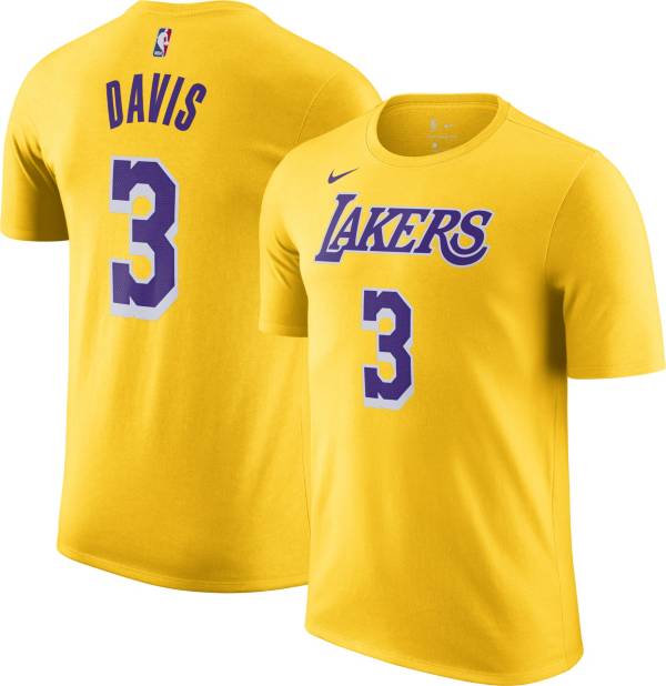 Nike Men's Los Angeles Lakers Anthony Davis #3 Gold Cotton T-Shirt product image