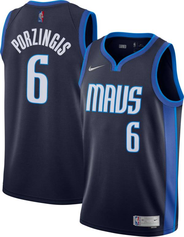 Nike Men's Dallas Mavericks 2021 Earned Edition Kristaps Porzingis Dri-FIT Swingman Jersey