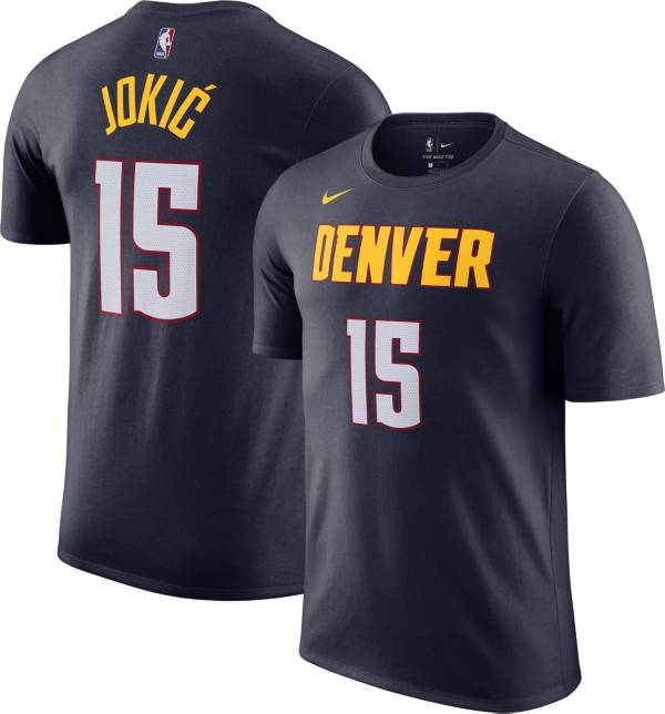 Nike Men's Denver Nuggets Nikola Jokic #15 Navy Cotton T-Shirt