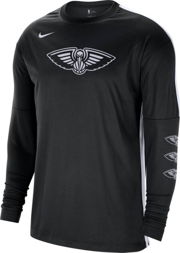 Nike Men's New Orleans Pelicans Black Tonal Dri-FIT Long Sleeve Shooting Shirt